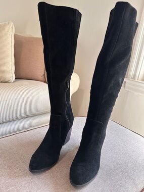Franco Fortini Black Suede Over-the-Knee Boots